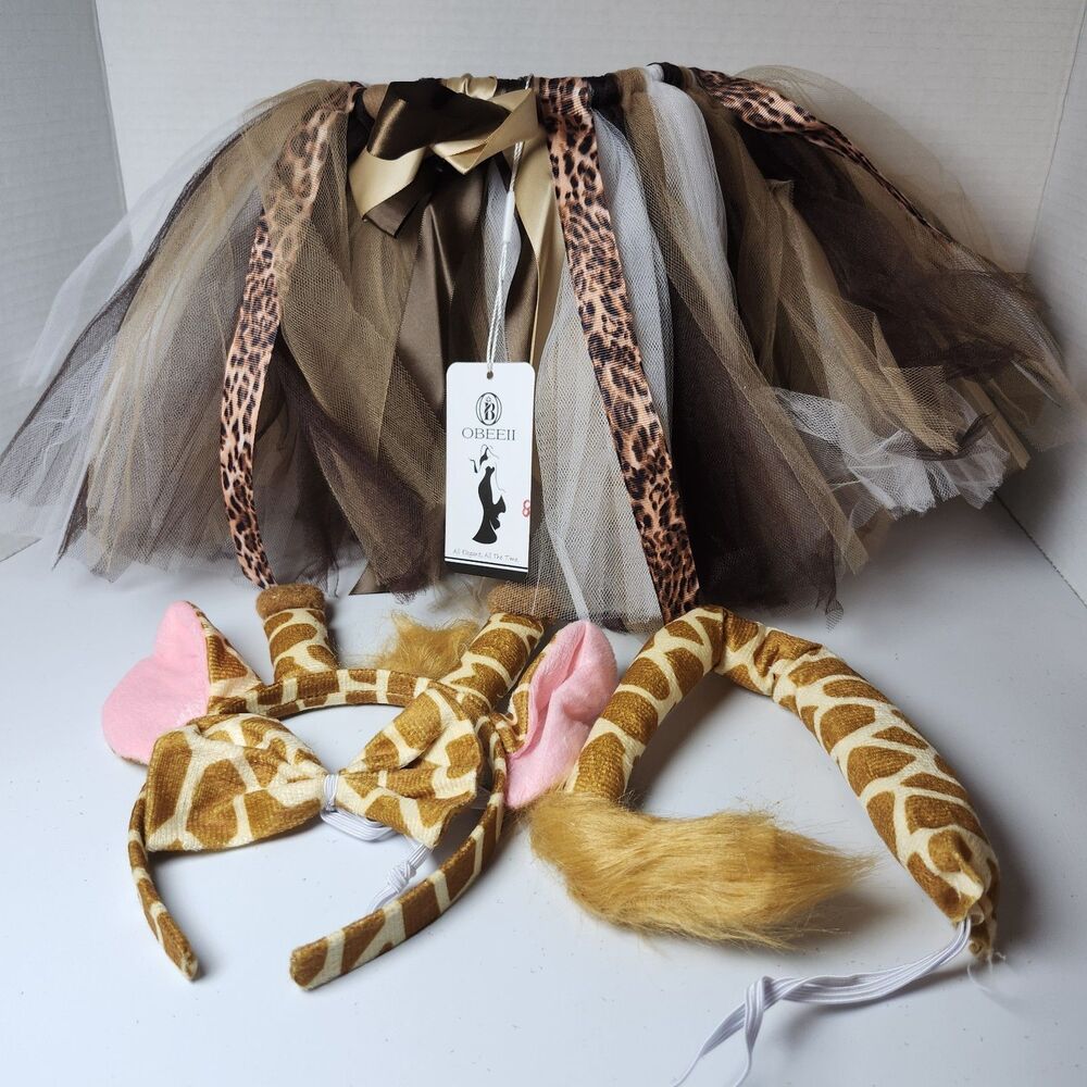 Kids Giraffe Headband, Tie, Tail, And Tutu